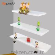 Prado 3 lü Duvar Rafı-Bibloluk Beyaz