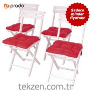 Prado Sandalye Minderi 4 Adet Kırmızı