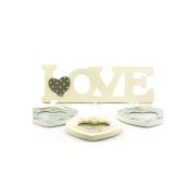 Decotown Love Yazılı 3lü Kalp Ahşap Fotoğraf Çerçevesi