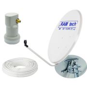 70 cm Ofset Çanak Anten Full Set+Montaj Ayağı +Tekli Lnb+ 25 Metre Anten Kablosu + 4 Adet Dübel 150013