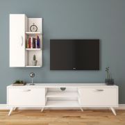 Rani A9 Duvar Raflı Kitaplıklı Tv Ünitesi Duvara Monte Dolaplı Modern Ayaklı Tv Sehpası Beyaz M47