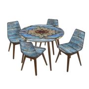 ReConcept Eskitme Motif Masa Takımı (4 Kişilik) Yuvarlak