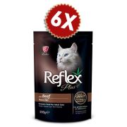 Reflex Plus Biftekli Pouch Kedi Konserve Sosİçinde Et Parçacıklı 100 gr 6 Lı Avantaj Paketi