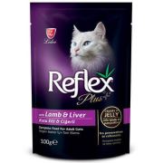 Reflex Plus Kuzulu ve Ciğerli Jöle İçinde Parça Etli Konserve Kedi Maması 100 Gr