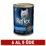 Reflex Plus Tuna ve Somonlu Kedi Soslu Et Parçacıklı Konserve 400 gr 6 AL 5 ÖDE