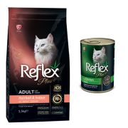 Reflex Plus Evde Beslenen Uzun Tüylü Yetişkin Kedi Maması 1,5 Kg Biftek Ciğer Konserve Hediye