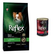 Reflex Plus Küçük&Mini Irklar İçin Tavuklu Yetişkin Köpek Maması 3 Kg Tavuklu Konserve Hediye
