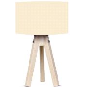 Tripod Abajur Krem Şapka+ Naturel Ayak- EL1026