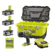 Ryobi RCD1802LLL99T 18Volt/1.5Ah/4.0Ah Li-ion Üç Akülü 2 Vitesli Vidalama + 17 Parça Vidalama Seti