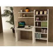 Sanal Mobilya Sirius Kitaplıklı 2 Raflı Çalışma Masası 90-7-6A Beyaz