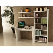 Sanal Mobilya Sirius Kitaplıklı 2 Raflı Çalışma Masası 90-7-6B Beyaz