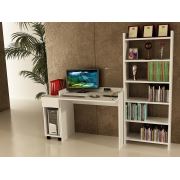 Sanal Mobilya Sirius Dolaplı Kitaplıklı Çalışma Masası 90-DK-6B Beyaz