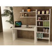 Sanal Mobilya Sirius Kitaplıklı 2 Raflı Çalışma Masası 120-7-6A Beyaz