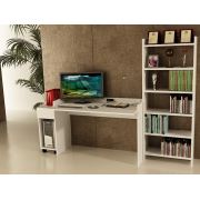 Sanal Mobilya Sirius Dolaplı Kitaplıklı Çalışma Masası 120-DK-6B Beyaz