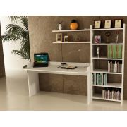 Sanal Mobilya Sirius Kitaplıklı 2 Raflı Çalışma Masası 140-7-6B Beyaz