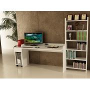 Sanal Mobilya Sirius Dolaplı Kitaplıklı Çalışma Masası 140-DK-6B Beyaz