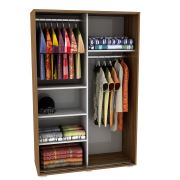 Sanal Mobilya Zara 2 Kapaklı 4 Bölmeli 2 Askılıklı Sürgülü Dolap (Ceviz-Beyaz) 152.ZARA.119