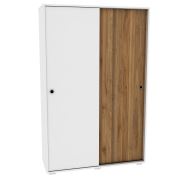 Sanal Mobilya Zara 2 Kapaklı 4 Bölmeli Askılıklı Sürgülü Dolap (Ceviz-Beyaz) 152.ZARA.145