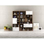 Optibox Kitaplık Sağ-Sol-Orta Ceviz - Beyaz