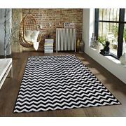 Saray Tilla 010 Zikzak Desen Siyah Beyaz Modern Halı 120x170 cm