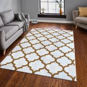 Saray Halı Tilla 032 Karo Desen Gold Modern Halı 200x300 cm