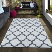 Saray Halı Tilla 032 Karo Desen Gri Modern Halı 200x300 cm