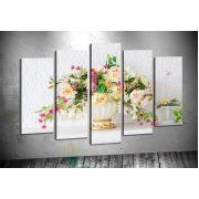 Tablocenter 5 Parçalı Çiçek Kanvas Tablo 60x100 cm