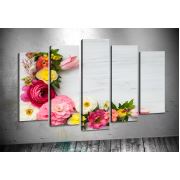 Tablocenter 5 Parçalı Çiçek Kanvas Tablo 60x100 cm