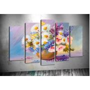 Tablocenter 5 Parçalı Çiçek Kanvas Tablo 60x100 cm