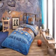 Taç Yastık Örtü Seti Jeans Tk V-1 Mavi