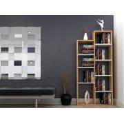 Tdesigno Jane Kitaplık 9 Raflı Kütüphane Ofis Dosya Dolabı Safir Meşe-Beyaz 75 cm