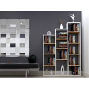 Tdesigno Sarp Kitaplık 13 Raflı Kütüphane Ofis Dosya Dolabı Safir Meşe-Beyaz 112 cm