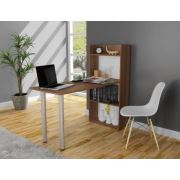 Tdesigno Roma Kitaplıklı Çalışma Masası Bilgisayar Masası Ofis Masası 3 Raflı Ceviz