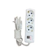 Tek-İş 2 USB Şarj Soketi 2100mA Topraklı Çocuk Korumalı 3lü Grup Priz - 2 Metre-524851