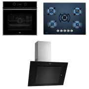 Teka Ankastre Set; HLB 830 SS Ankastre Fırın, HF LUX 70 5G AI AL TR CI Ankastre Cam Ocak, DVT 985 B 90 cm Davlumbaz