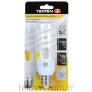 Tekfen Enerji Tasarruflu Spiral Ampul 15 Watt Beyaz Işık E-27 Duy Blister Paket -ESL/MH