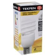 Tekfen Enerji Tasarruflu Full Spiral Ampul 15W Sarı Işık TP230-15HFSL/ T2W2