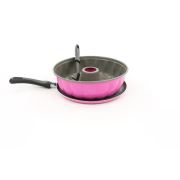 Cem Stylish Stone Fuşya Kahvaltı Seti (Kek Kalıbı + 26 cm Krep Tava) Spatula Hediyeli