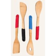 Tekzen Home TFB006 Kırmızı Silikon Saplı Bambu Kaşık