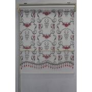Tekzen Home Çiçek Damask Baskılı Çift Mekanizmalı Stor Perde Kırmızı Somon 60x200 cm