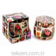 Cam Bardak Mum Tekli Büyülü Zamanlar Desenli 004925