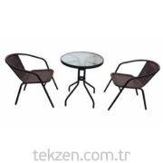 Rattan Set 2 Sandalye 1 Masa Siyah RF001-T YP1350
