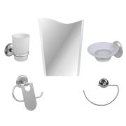 5 Parça Krom Banyo Ayna Seti - Bayrak Model bbhn184