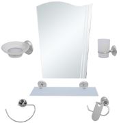 6 Parça Krom Banyo Ayna Seti- Bayrak Modeli