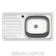 Asil AS07 Sol Damlalıklı Düz Lavabo Evyesi İnset 43,5*76 Cm 304 0,6 Satin (Şifon Dahil)