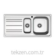 Asil AS16 1,5 Göz Sol Damlalıklı Lavabo Evyesi İnset 50*100 Cm 304 0,6 Satin (Şifon Dahil)