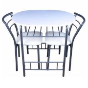 Tekzen Kristal Mutfak Masası (3 Parça) Beyaz