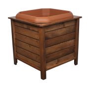 Ahşap Saksı Doğal Çam Ceviz Renk 57x57x61 cm