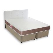 Tekzen Home Yatak Baza Başlık Seti Çift Kişilik 150x200 cm Lüx Elif Yataklı Set Başlıklı Beyaz
