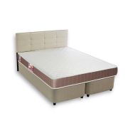 Tekzen Home Yatak Baza Başlık Seti Çift Kişilik 140x190 cm Lüx Elif Yataklı Set Başlıklı Krem